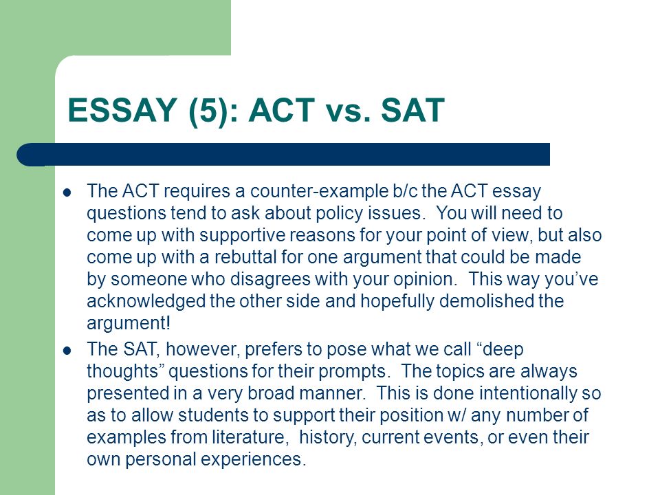 The Differences Between the ACT and SAT Writing Sections